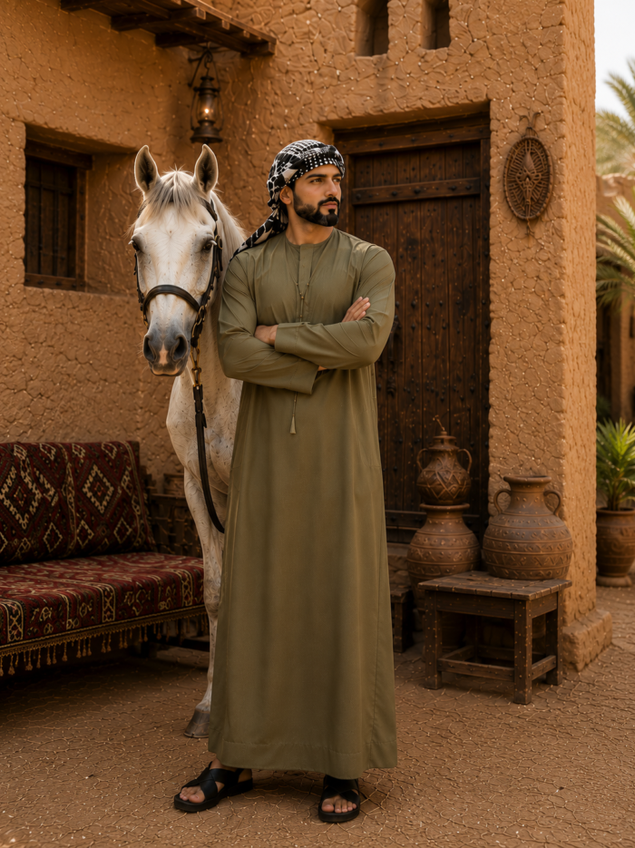 Desert courtyard with horse and man(1)