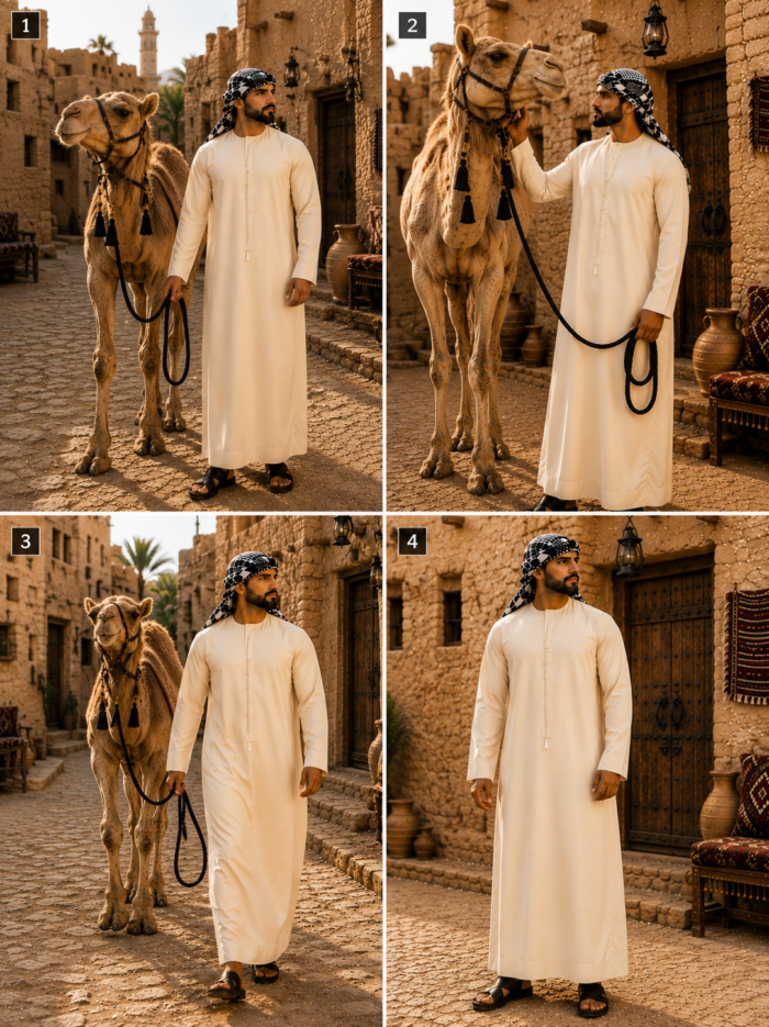 Desert village portraits in golden light
